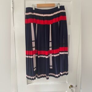 Banana Republic Navy and Red Pleated midi Skirt